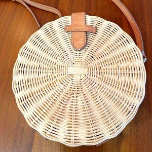 Jcrew round straw crossbody bag rare